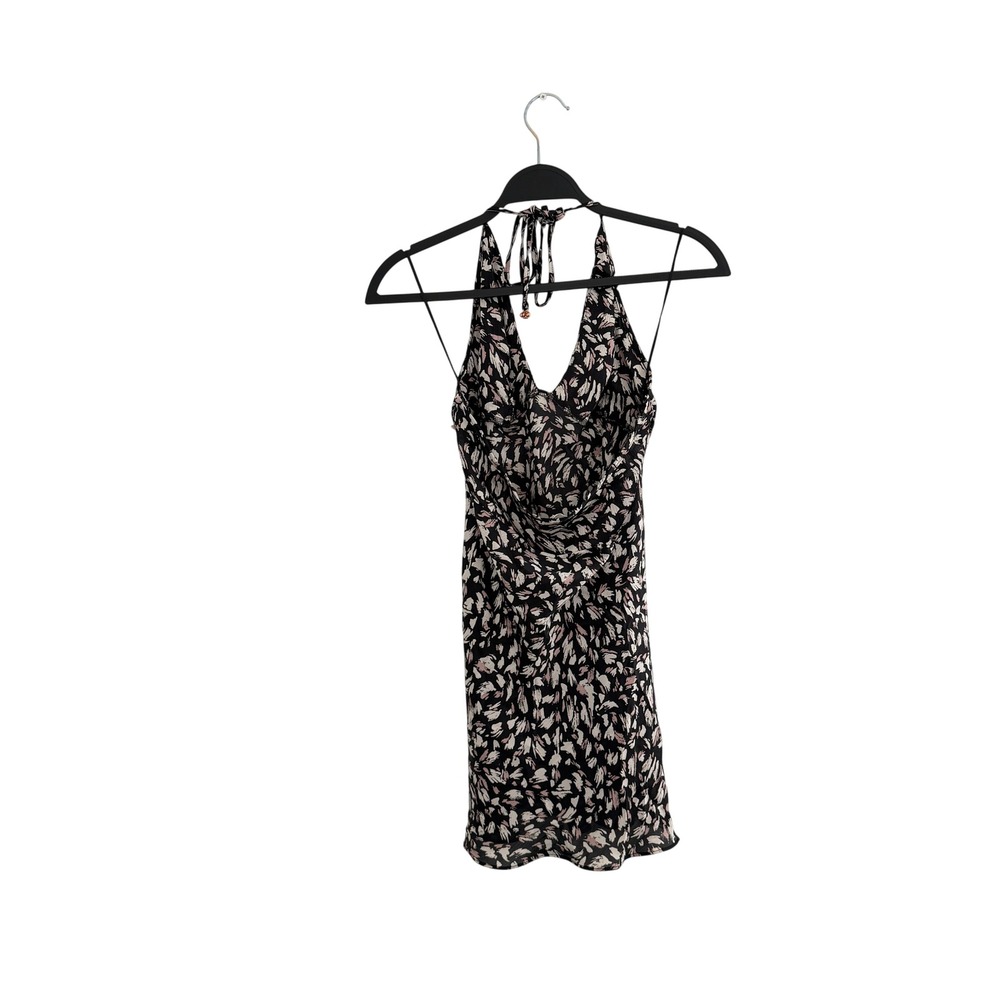 Free‎ People Cecil Mini Slip Dress Black Pink Halter Neck Summer Vacation S - Picture 5 of 11